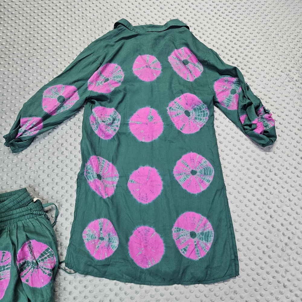 Elan Sand Dollar‎ Button Down Shirt & Shorts in pink/green Sz. M Nwt - Picture 9 of 12